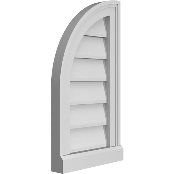 Quarter Round Top Left Surface Mount PVC Gable Vent W/ 2W X 2P Brickmould Sill Frame, 12W X 22H